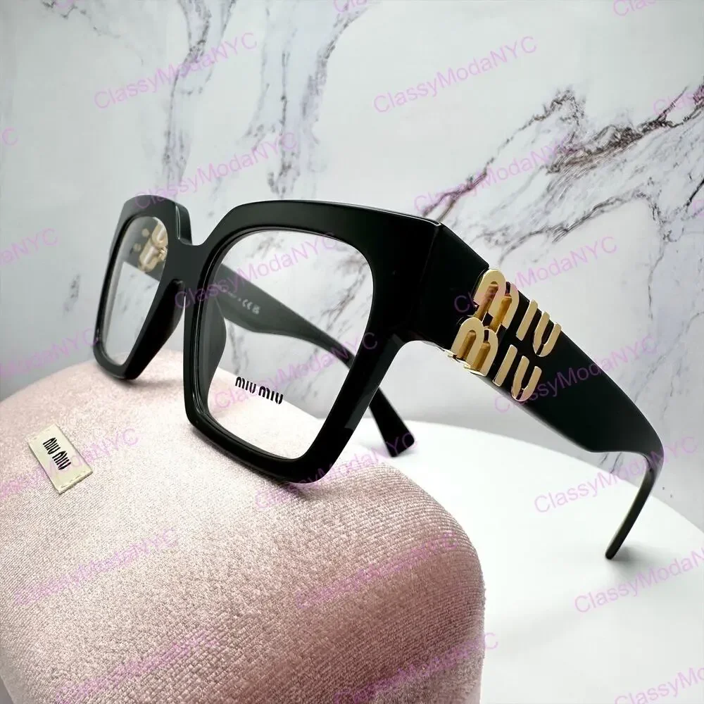 MIU MIU Womens Eyeglasses Black Square Full Rim frames 52-19mm Rx-able Womens